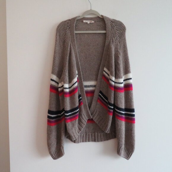 XIRENA Lander Striped Open Front Alpaca Blend Cardigan Bohemian Comfy - Size M - Picture 2 of 13